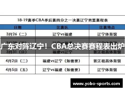 广东对阵辽宁！CBA总决赛赛程表出炉